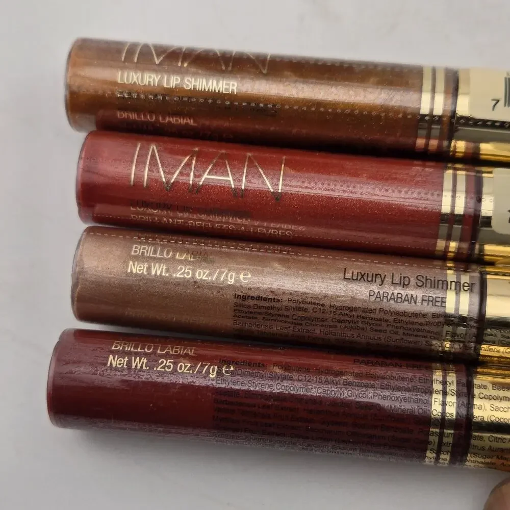 IMAN Luxury Lip Shimmer Lip Gloss Lot Of 8 Assorted Shades Mixed Colors Lot New